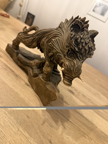 Große holzfigur wildschwein - große,