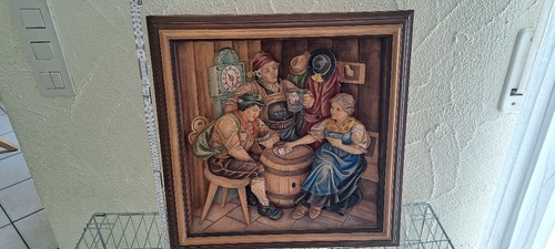 Holzbild geschnitzt farbig - holzbild,