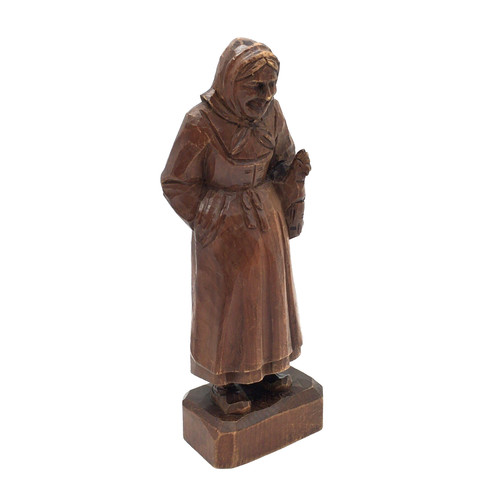 Alte holzfigur bäuerin - alte, mit