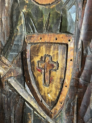 Altes wandrelief holz - altes, ritter