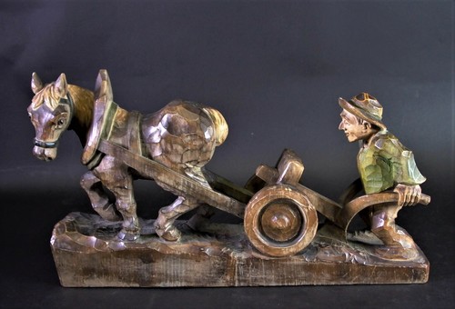 Bauer mit pferd holz - pferd,