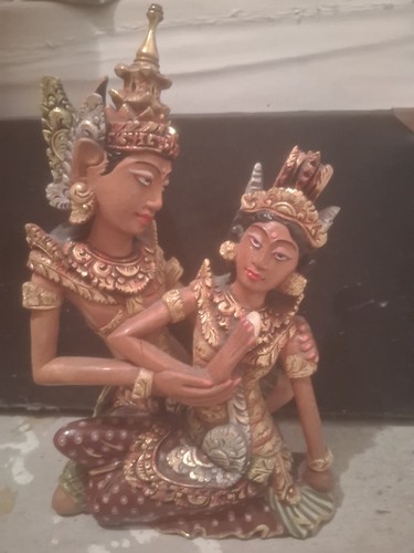 Asiatische holzfigur bemalt - holzfigur,